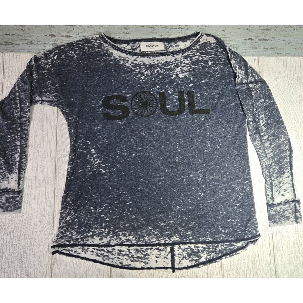 SoulCycle Long Sleeve Tshirt Burnout Gray XS Oversized Denim Gray Lightweight